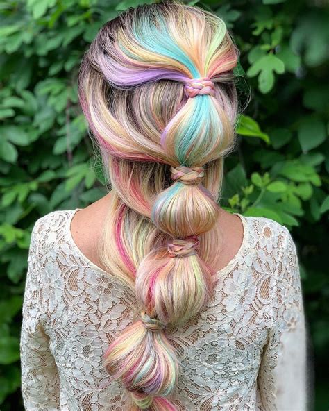 rainbow bubble braids|More.